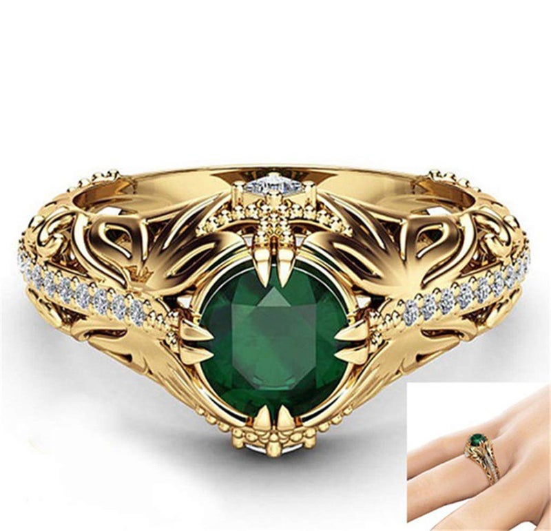 Goldenchen Fashion Jewelry 14k Gold Filled Emerald Diamond Ring Women Anniversary Engagement Wedding Gemstone Ring (8) - Image 5